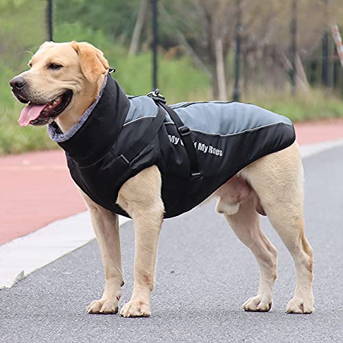 Nyescasa Hundemantel Winter Hundebekleidung Wasserdicht Hundejacke mit Geschirr, Reflektierend, Einstellbar Hunde Winterjacke 5XL für mittelgroße und große Hunde, Outdoor-Sport Winddichte Hundeweste von Nyescasa