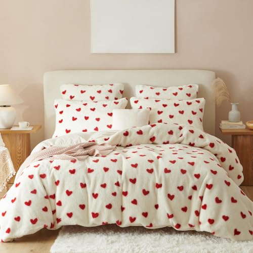 Nyescasa Plüsch Bettwäsche 200x220 Rot Herzen Warme Winter Flauschig Flanell Wendebettwäsche Langhaar Deckenbezug Teddy Fleece Cashmere Touch Bettbezug mit Reißverschluss und 2 Kissenbezug 80x80cm Nyescasa Plüsch Bettwäsche 200x220 Rot Herzen Warme Winter Flauschig Flanell Wendebettwäsche Langhaar Deckenbezug Teddy Fleece Cashmere Touch Bettbezug mit Reißverschluss und 2 Kissenbezug 80x80cm von Nyescasa