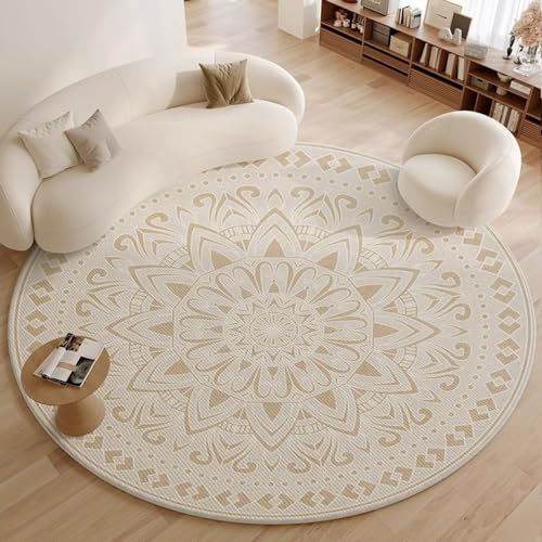 Nyescasa Runder Teppich Boho Tribal Teppich Waschbar Kurzflor Teppich Vintage Bohemian Teppich Wohnzimmer Rund 100cm Weiche Flauschig Modern Teppich für Schlafzimmer Wohnzimmer Esszimmer Kinderzimmer von Nyescasa