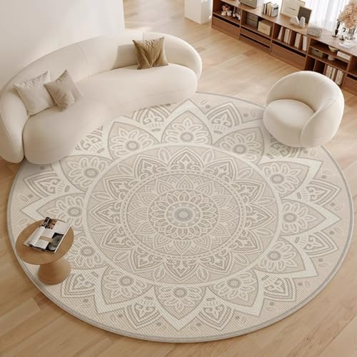 Nyescasa Runder Teppich Boho Tribal Teppich Waschbar Kurzflor Teppich Vintage Bohemian Teppich Wohnzimmer Rund 80cm Weiche Flauschig Modern Teppich für Schlafzimmer Wohnzimmer Esszimmer Kinderzimmer von Nyescasa