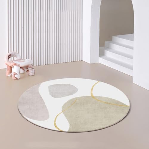 Nyescasa Runder Teppich Streifen Geometrie Modern Kurzflor 100cm Flauschig Abstrakt Design für Schlafzimmer Wohnzimmer Esszimmer Innen Dekorative Kinderzimmer von Nyescasa