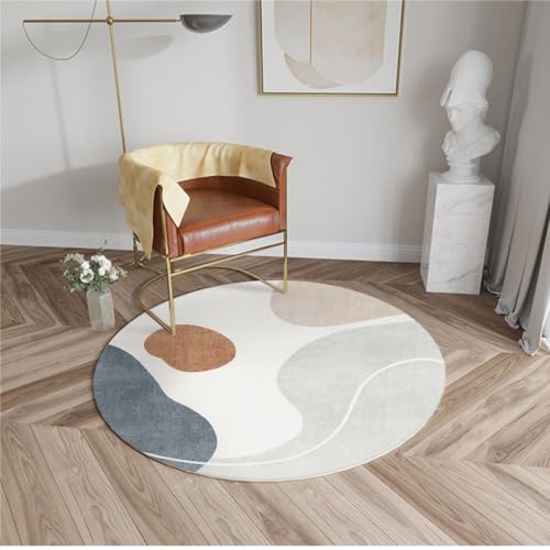 Nyescasa Runder Teppich Streifen Geometrie Modern Kurzflor 180cm Flauschig Abstrakt Design für Wohnzimmer Schlafzimmer Esszimmer Innen Dekorative Kinderzimmer von Nyescasa