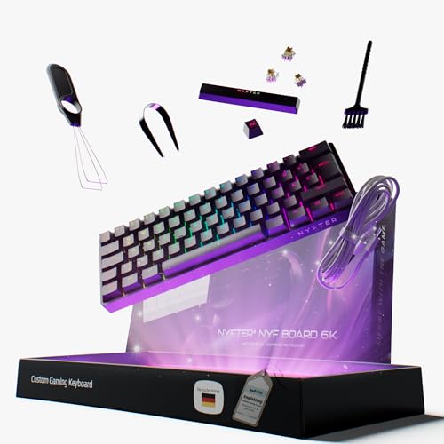 Nyfter - 60% Gaming Keyboard - DOPPELTE Dämpfung, PRE-LUBED Gateron Yellow Switches, HOTSWAPPABLE, 100% RGB Beleuchtung, ISO DE Layout NYFBOARD GEN2 Gaming Tastatur von Nyfter