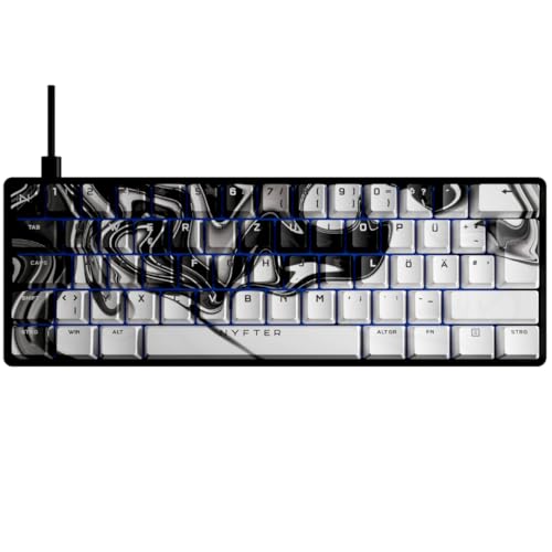 Nyfter - Gaming Keyboard - NYFBOARD GEN2 Gaming Computer Tastatur - mit PBT Sublimation Keycaps Liquid - HOT-SWAPPABLE mechanisch RGB-Hintergrundbeleuchtung ISO-DE Layout für Gamer (Gen2 Black, 60%) von Nyfter