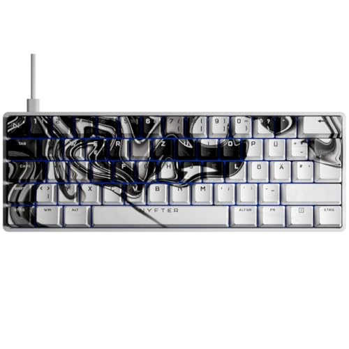 Nyfter - Gaming Keyboard - NYFBOARD GEN2 Gaming Computer Tastatur - mit PBT Sublimation Keycaps Liquid - HOT-SWAPPABLE mechanisch RGB-Hintergrundbeleuchtung ISO-DE Layout für Gamer (Gen2 White, 60%) von Nyfter