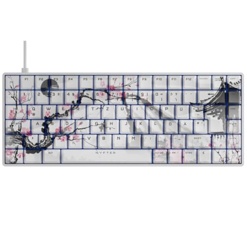 Nyfter - Gaming Keyboard - NYFBOARD GEN2 Gaming Computer Tastatur - mit PBT Sublimation Keycaps Sakura - HOT-SWAPPABLE mechanisch RGB-Hintergrundbeleuchtung ISO-DE Layout für Gamer (Sakura White, 75%) von Nyfter