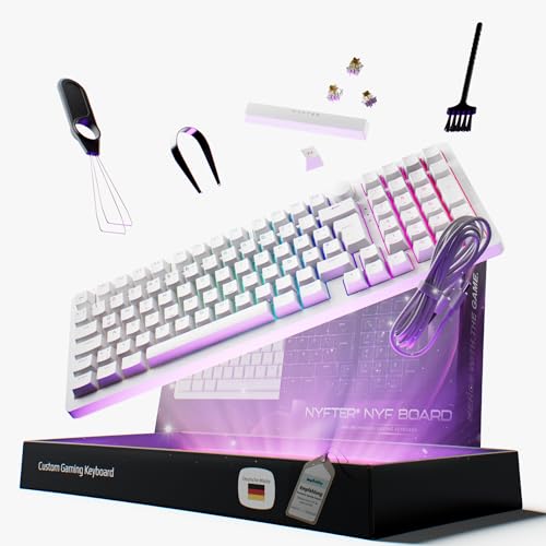 Nyfter - 98% Gaming Keyboard - DOPPELTE Dämpfung, PRE-LUBED Gateron Yellow Switches, HOTSWAPPABLE, 100% RGB Beleuchtung, ISO DE Layout NYFBOARD GEN2 Gaming Tastatur von Nyfter
