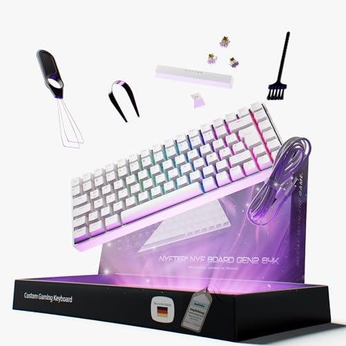 Nyfter - 75% Gaming Keyboard - DOPPELTE Dämpfung, PRE-LUBED Gateron Yellow Switches, HOTSWAPPABLE, 100% RGB Beleuchtung, ISO DE Layout NYFBOARD GEN2 Gaming Tastatur von Nyfter