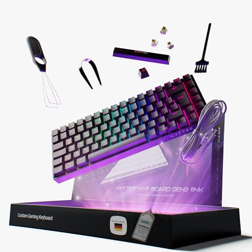 Nyfter - 75% Gaming Keyboard - DOPPELTE Dämpfung, PRE-LUBED Gateron Yellow Switches, HOTSWAPPABLE, 100% RGB Beleuchtung, ISO DE Layout NYFBOARD GEN2 Gaming Tastatur von Nyfter