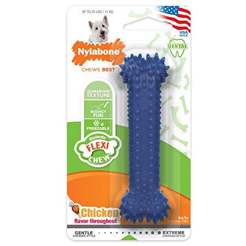 Nylabone, mässiger dentaler Kauknochen für Hunde, flexibler Kauknochen, Hühnergeschmack, klein, geeignet für Hunde bis zu 11 kg von Nylabone