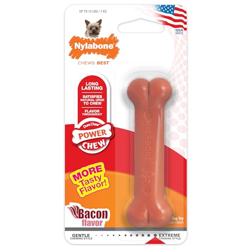 Nylabone Extreme, Kau- und Zahnspielzeug für Hunde, Hundeknochen, für aggressiv / Starke kauende, Speckgeschmack, für extra kleine hunde bis 7kg von Nylabone