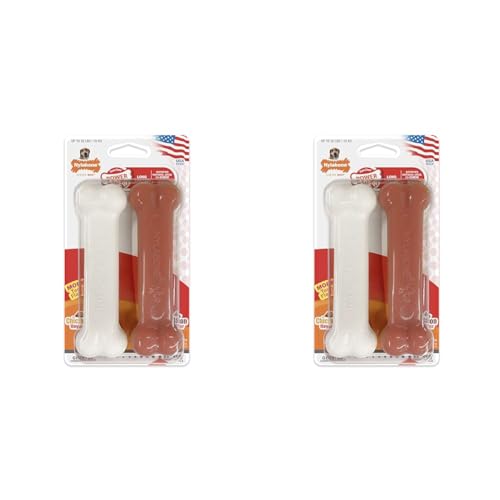 Nylabone 982903 Dura Power Chew, knochenförmig, Doppelpack mit Speck- und Hähnchengeschmack, für mittelgroße Hunde (bis 16 kg), M (Packung mit 2) von Nylabone