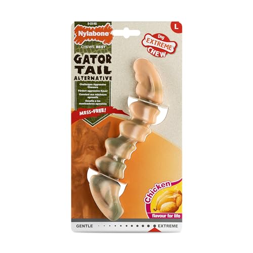 Nylabone Extreme Power Chew Gator Tail Alternatives Kauspielzeug für Hunde, Huhngeschmack, groß/riesig, für Hunde bis 23 kg von Nylabone