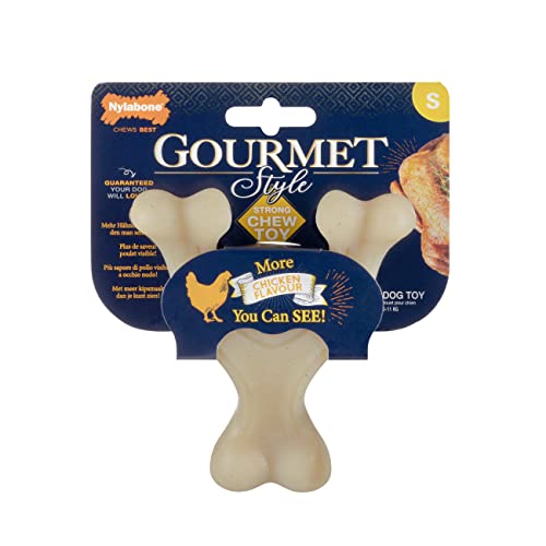 Nylabone maximale Stärke robust Extreme Gourmet Querlenker Hunde Kauspielzeug, mit zusätzlichem Hühnergeschmack im ganzen Knochen, Klein, für Hunde 0-11kg von Nylabone