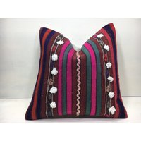 Handgewebtes Kelim Kissen, Handgewebtes Kissen, Kissen von Nylakilimrug