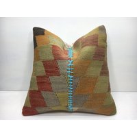 Kelim Kissen, 16x16, Dekokissen, Türkisch, Vintage, Handgewebt Kissen, Wohndekoration, Dekokissen, Akzentkissen, Boho Kissen von Nylakilimrug