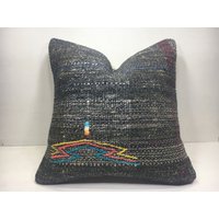Handgewebter Kelim-Kissenbezug, Boho-Akzent, 20x20 von Nylakilimrug