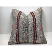 Handgewebter Kelim Kissenbezug, Vintage Boho Akzent, 20x20 von Nylakilimrug