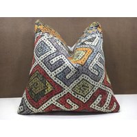 Kelim Kissen, Vintage, 20 X 20, Boho Türkisch, Handgewebte Akzent Wohnkultur, Dekorative Kissen von Nylakilimrug