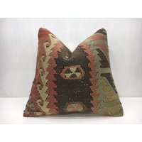 Vintage Kelim Kissen, Handgewebtes Rustikales Wohnkultur | 16x16 Vintage Kelim Kissen, Handgewebtes Rustikales Wohnkultur | 16x16 von Nylakilimrug