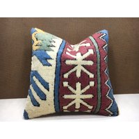 Wohndeko, Dekokissen, Kelimkissen, Vintage, Boho Kissen, Türkisch, Handgewebt Kissen, Dekokissen, Akzentkissen, 16x16 von Nylakilimrug