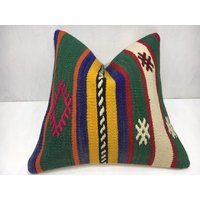 Kelim Kissen, Handgewebt, 40x40 cm von Nylakilimrug