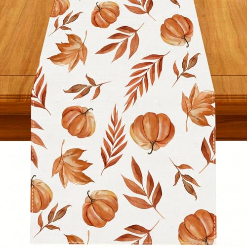 Nymora Orange Kürbisse Blätter Herbst Tischläufer 40x180 cm - Herbst Dekoration Tischläufer für Halloween & Thanksgiving - Deko Aesthetic Nymora Orange Kürbisse Blätter Herbst Tischläufer 40x180 cm - Herbst Dekoration Tischläufer für Halloween & Thanksgiving - Deko Aesthetic von Nymora
