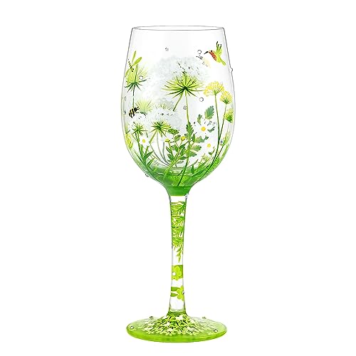 NymphFable 15oz Bunte Weingläser Blume Vogel Libelle 100% Handbemaltes Glas Geschenkideen Geburtstagsgeschenk Für Freund Familie von NymphFable