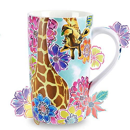 NymphFable 18oz Keramik Kaffeetasse Trinkbecher Personalisierte Giraffe Blumen Kaffeetassen Mit Griff Beste Freundin von NymphFable