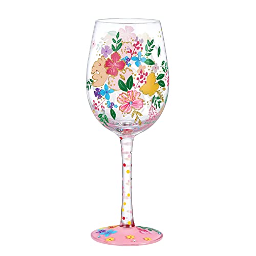 NymphFable Bunte Weingläser Wildblumen Personalisiertes Handgemalt Weinglas Geburtstagsgeschenk für Frauen mit Geschenkbox, 15oz von NymphFable