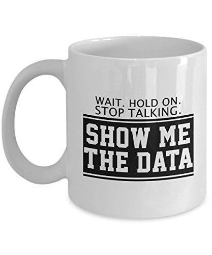 Physics Mug Funny 11 Oz - Wait. Hold On. Stop Talking. Show Me The Data - Physics Gifts for Data Lovers - Scientist Coffee Mug - Ceramic Coffee Mug White von Nynelsong
