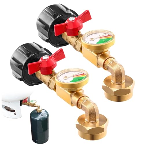 2pcs Propan -Nachfülladapter, Universal Propan -Tank -Nachfülladapter mit Druckmessgerät und Ein/Aus -Steuerventil zum Camping BBQ -Gasgrill für 1 Pfund..Panzer von Nyutcwe