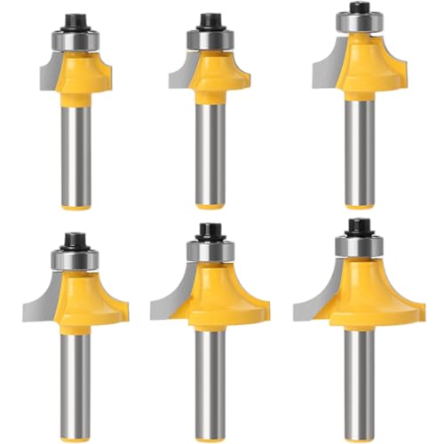 6 -pcs Roundover Router Bit Set Set Legierung & Kohlenstoffstahl rund um Perlenkante Forming Router Bit Raudes Holzbearbeitungsschneider von Nyutcwe