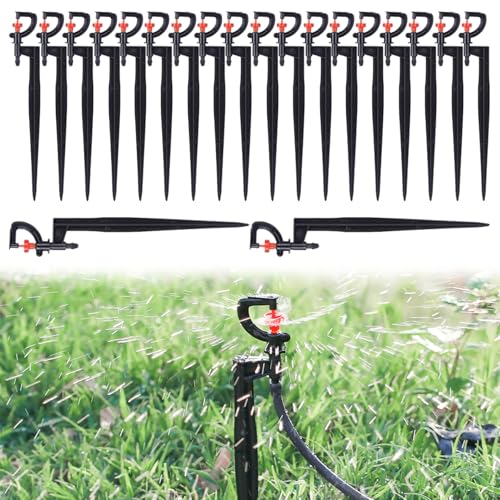 Sprinkler 20pcs G-förmiges Plastikwassersprinkler mit 7 Pfahl und 2 m Sprühdurchmesser für Rasen, Garten, Garten, Topfpflanzen-Außensprinkler für Gartensprinkler für von Nyutcwe