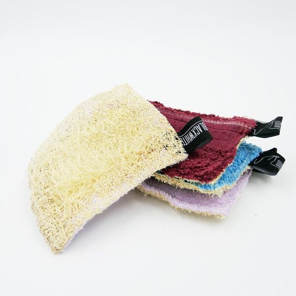 Nyuzi Blackwhite Schwamm | LuffaSchwamm zum duschen oder spülen mit upgecycelten Handtüchern 4er set von Nyuzi Blackwhite