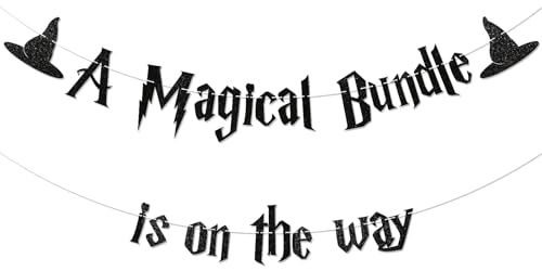 A Magical Bundle is on the Way Banner – Magisches Thema Babyparty-Dekoration, Magischer Zauberer Babyparty-Dekorationen, schwarzer Glitzer A Magical Bundle is on the Way Banner – Magisches Thema Babyparty-Dekoration, Magischer Zauberer Babyparty-Dekorationen, schwarzer Glitzer von Nyvvira