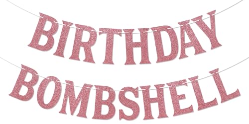 Geburtstags-Banner mit Aufschrift "A Birthday Bombshell Have Entered The Villa", Liebesinsel Geburtstagsparty-Dekorationen, Roségold-Glitzer Geburtstags-Banner mit Aufschrift "A Birthday Bombshell Have Entered The Villa", Liebesinsel Geburtstagsparty-Dekorationen, Roségold-Glitzer von Nyvvira