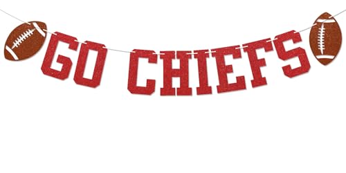Go Chiefs Banner – Fußballspieltag Dekorationen, Chiefs Football Party Schild, Chiefs Day Dekorationen Rot Glitzer Go Chiefs Banner – Fußballspieltag Dekorationen, Chiefs Football Party Schild, Chiefs Day Dekorationen Rot Glitzer von Nyvvira