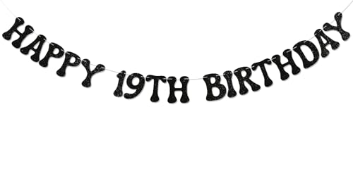 Happy 19th Birthday Banner – Cheer to 19 Years, Awesome Since 2006 Schild, lustige Party-Dekorationen zum 19. Geburtstag, schwarzer Glitzer Happy 19th Birthday Banner – Cheer to 19 Years, Awesome Since 2006 Schild, lustige Party-Dekorationen zum 19. Geburtstag, schwarzer Glitzer von Nyvvira