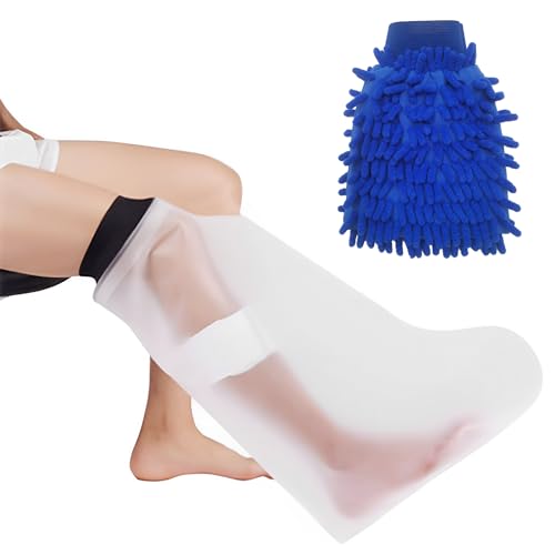 1 Stück Wasserdichter Protektor Für Beine, 1 Stück Reinigungshandschuhe, Wasserdichter Protektor Für Beingipsverband, Wasserdichter Protektor Für Gliedmaßen Beim Baden, Halbbein-Design Für Erwachsene von NyxSeat