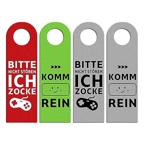 2 Stück Türgriffe „Do Not Disturb“, „I Play Games“, „Enter and Hang“-Schilder, Erinnerungsschilder, geeignete Geschenke für Jungen und Gamer (Rot, Grün, Grau) von NyxSeat