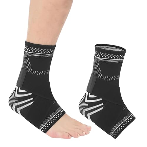 NyxSeat 1 Paar Sprunggelenkbandage, Fußstütze für Damen und Herren, Knöchelstütze Mit Riemen, Gestrickte, Atmungsaktive Sprunggelenkbandage Für Sportschutz Und Knöchelschmerzlinderung (Schwarz) von NyxSeat