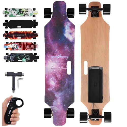 Campus Elektro-Longboard, Offroad-Elektro-Skateboard Mit Tragegriff-Design, Tragbares Surfbrett-Longboard Mit Fernbedienung, 8km Reichweite FüR Erwachsene, AnfäNger Und Jugendliche,B von NzEupno