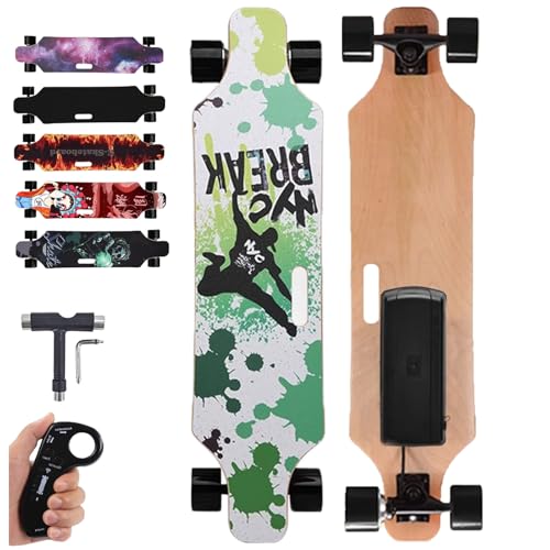 Campus Elektro-Longboard, Offroad-Elektro-Skateboard Mit Tragegriff-Design, Tragbares Surfbrett-Longboard Mit Fernbedienung, 8km Reichweite FüR Erwachsene, AnfäNger Und Jugendliche,F von NzEupno