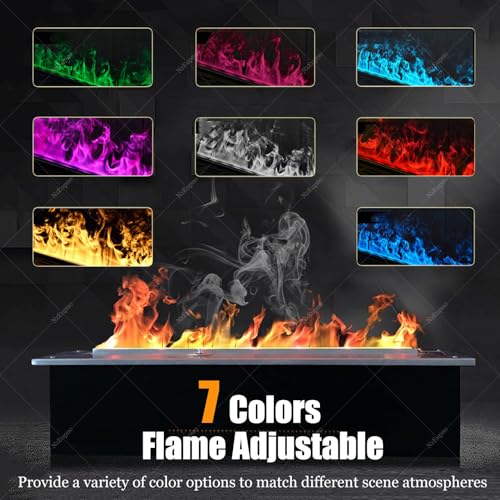 NzEupno Wasserdampfkamin, Versenkte Realistische ZerstäUbte Flamme, 3D-Flammenbefeuchter Mit Elektrischer Nebelsimulation Und Manueller Wassersteuerung Und Fernbedienung RemoteControl-47.2" von NzEupno