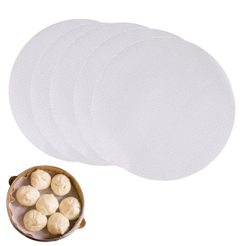 Nzexlyva 5 Stück Silikon-Dampfgarer-Matte, antihaftbeschichtete Silikon-Dämpfeinlagen, wiederverwendbare Matte, gedämpftes Pad für Zuhause, Küche, Kochen, Antihaft-Matten für Brötchen, Knödel, Backen von Nzexlyva