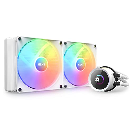 NZXT Kraken 280 RGB - RL-KR280-W1-280mm AIO CPU Wasserkühlung - 1,54" LCD Display 240x240-2x140mm RGB Core Fans - EIN Breakoutkabel zur einfachen Installation - anpassbar CAM - Weiß von NZXT