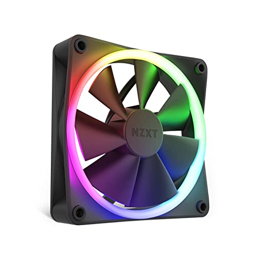 NZXT F120 RGB Fans - RF-R12SF-B1 - Erweiterte Anpassung der RGB-Beleuchtung – Flüsterleise Kühlung – Single (RGB-Lüfter und Controller ERFORDERLICH & Nicht ENTHALTEN) -120mm-Lüfter – Schwarz von NZXT