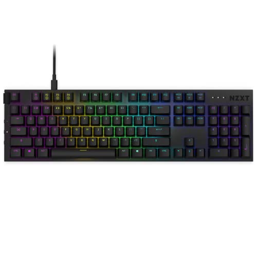 NZXT Function 2022 Mechanische PC Gaming Tastatur - beleuchtet - lineare RGB Schalter - MX kompatible Schalter - Hot Swap - robustes Aluminium Cover - Mechanical Gaming Keyboard | DE (QWERTZ) Schwarz von NZXT