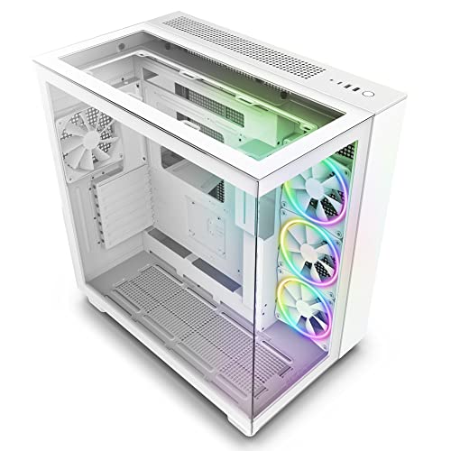 NZXT H9 Elite Dual-Chamber ATX Mid-Tower PC Gaming-Gehäuse – CM-H91EW-01 - Enthält 3 x 120mm F120 RGB Duo-Lüfter mit Controller – Glasfront, Ober- und Seitenteile – Weiß NZXT H9 Elite Dual-Chamber ATX Mid-Tower PC Gaming-Gehäuse – CM-H91EW-01 - Enthält 3 x 120mm F120 RGB Duo-Lüfter mit Controller – Glasfront, Ober- und Seitenteile – Weiß von NZXT